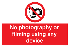 No photography or filming using any device